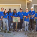 Gonzalez, third from right, and classmates during filming of Flip My Florida Yard.