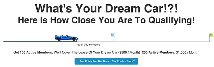 ClickFunnels Dream Car Contest Progress Dashboard for Affiliates