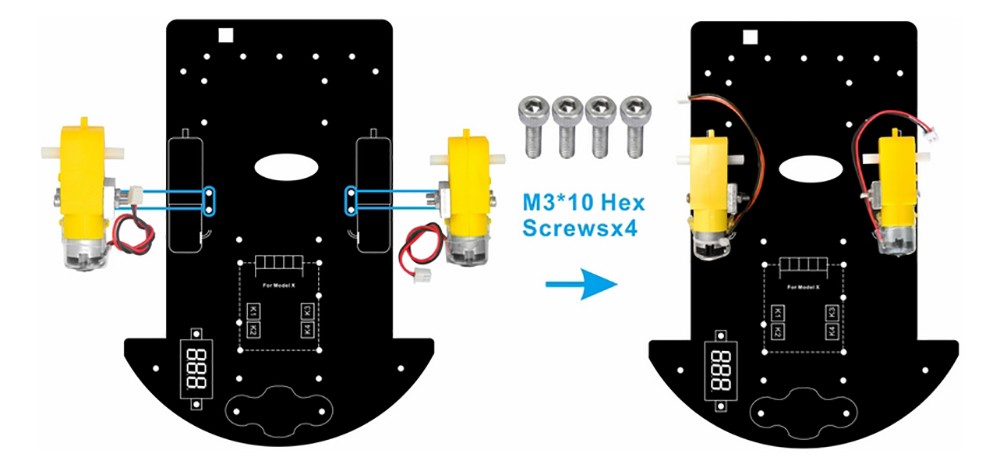 Motor installation on lower car chassis