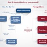 Graphic illustrating the payment models of fee-for-service versus managed care within healthcare systems