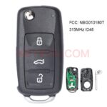 Aftermarket VW key fob compatible with Volkswagen models, showing remote key design