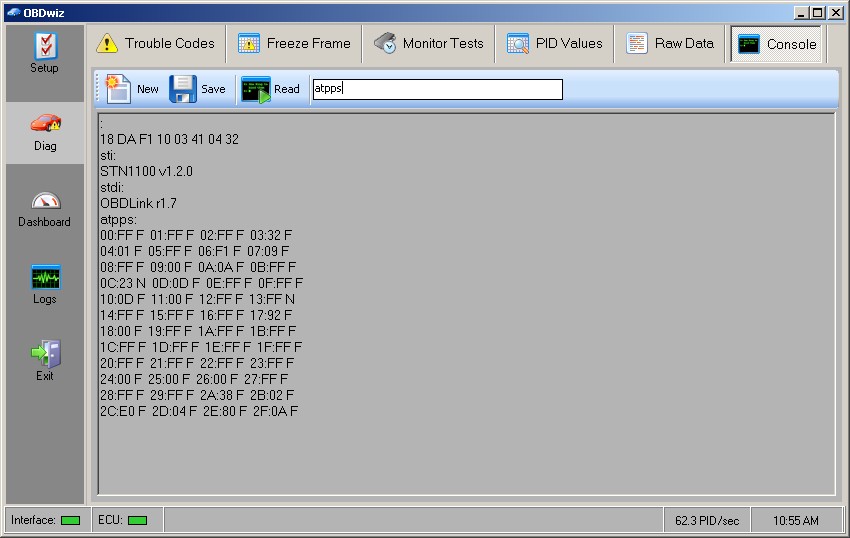 OBDWiz OBD Console Interface