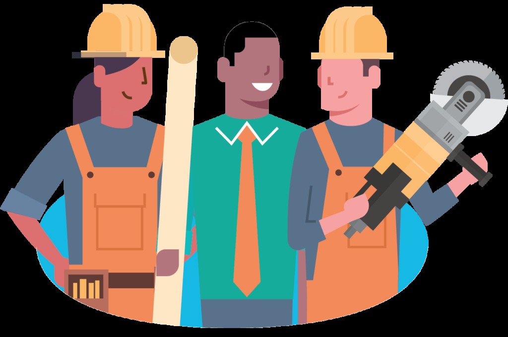 Illustrative image of energy, construction, and utilities workers