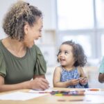 A caregiver engaging with children in a home based child care setting, emphasizing the nurturing environment and personalized attention.