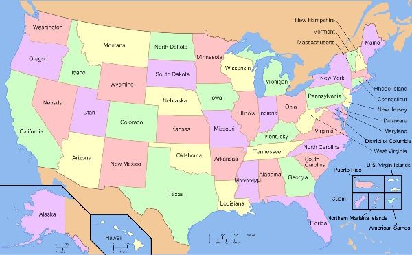 USA States Map South Carolina