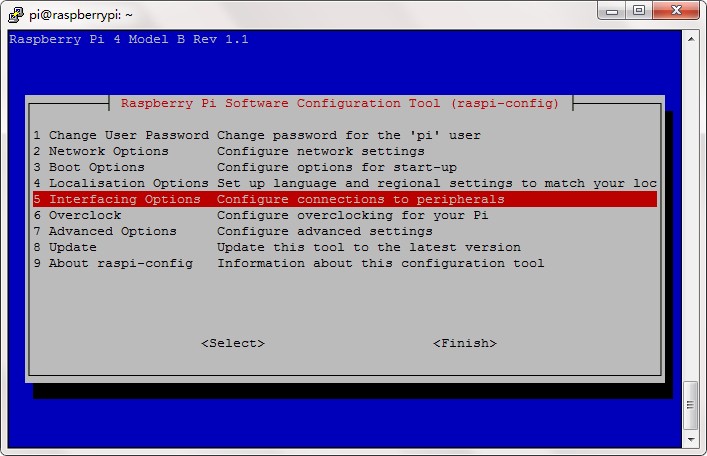 raspi-config Interfacing Options