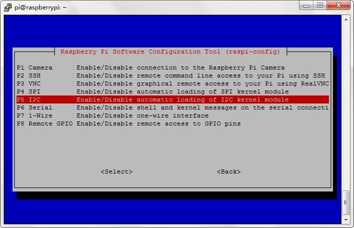 raspi-config I2C Enable