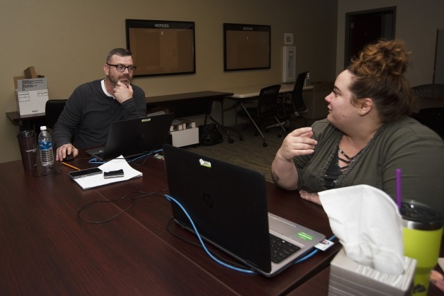 Sgt. 1st Class Curt Johnson, a transitioning Army NCO, engages in an internship at Fort Leonard Wood as part of the Army Career Skills Program, illustrating military personnel career transition and skill development.