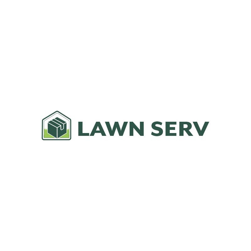 Lawn Serv logo featuring a stylized green lawn and house icon.