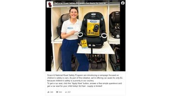 Facebook post promoting fake Graco car seat giveaway linked to a non-existent National Road Safety Program